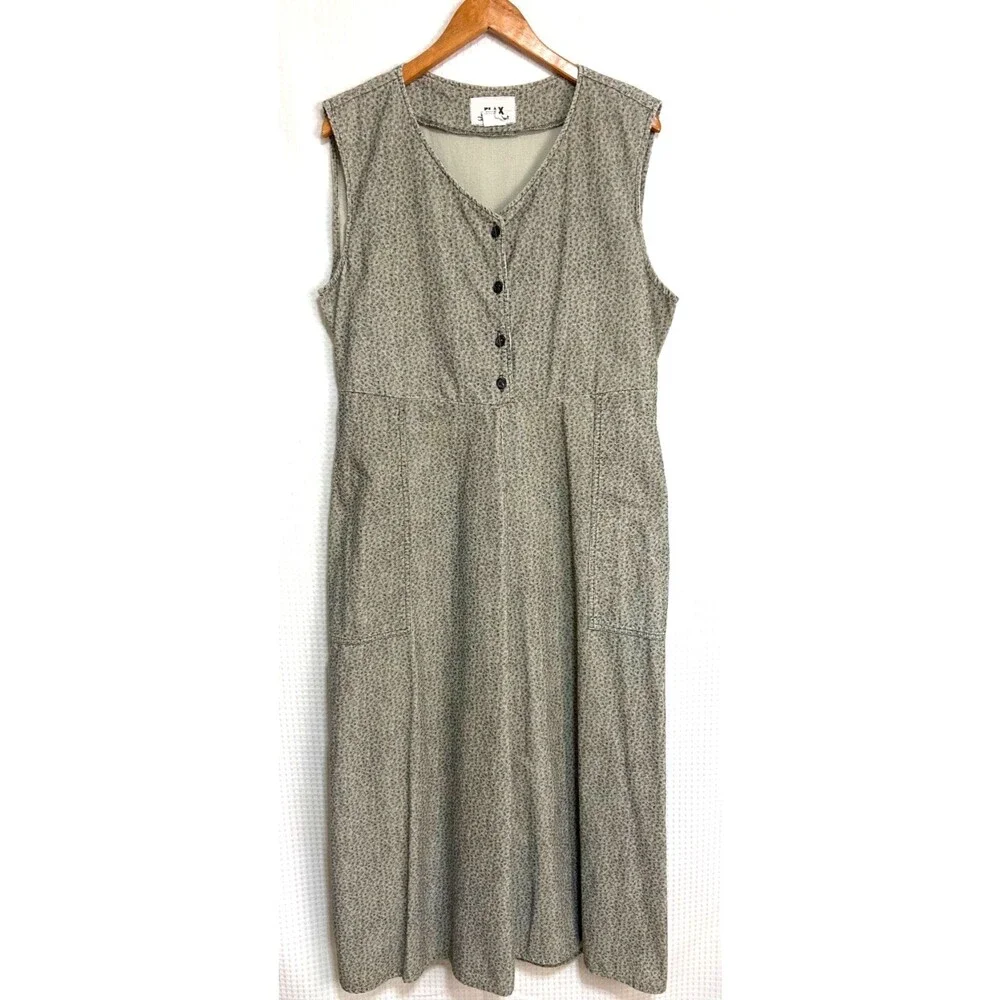 FLAX BY JEANNE ENGELHART Speckled Corduroy Maxi Dress size M Boho Art To Wear c - Picture 1 of 11